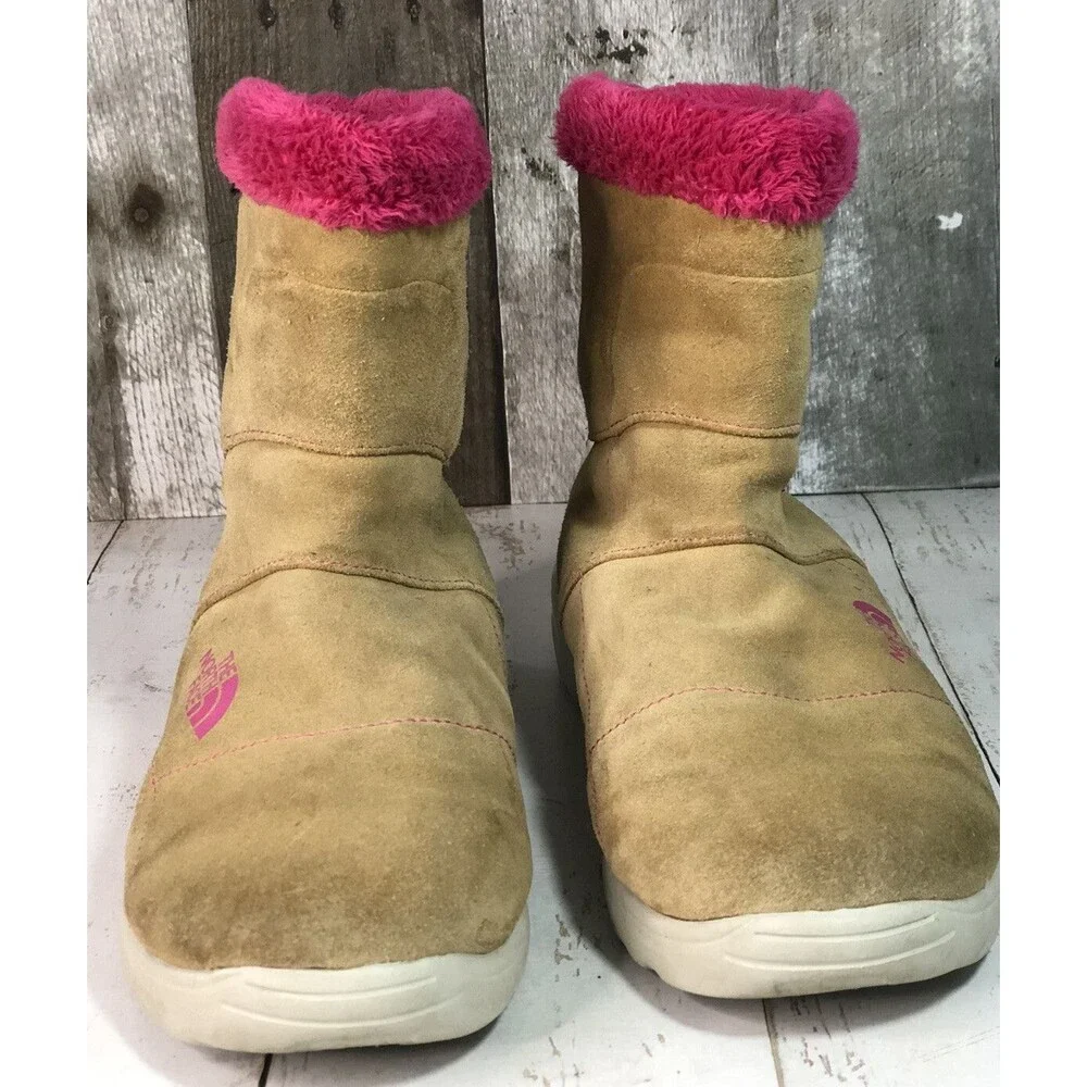 The North Face Girls Suede Waterproof Boots Chestnut Hot Pink Size 5